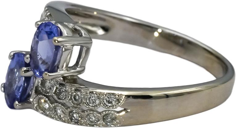 14k White Gold Diamond and Tanzanite Bypass Ring 0.70CT Size 7