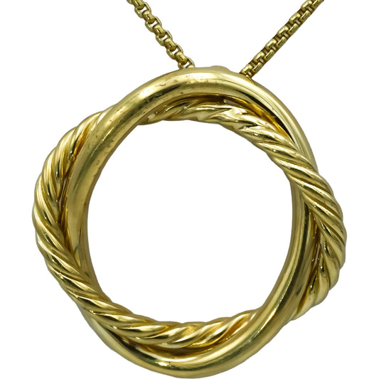 DAVID YURMAN 18k Yellow Gold Classic Cable Crossover Circle Pendant Necklace