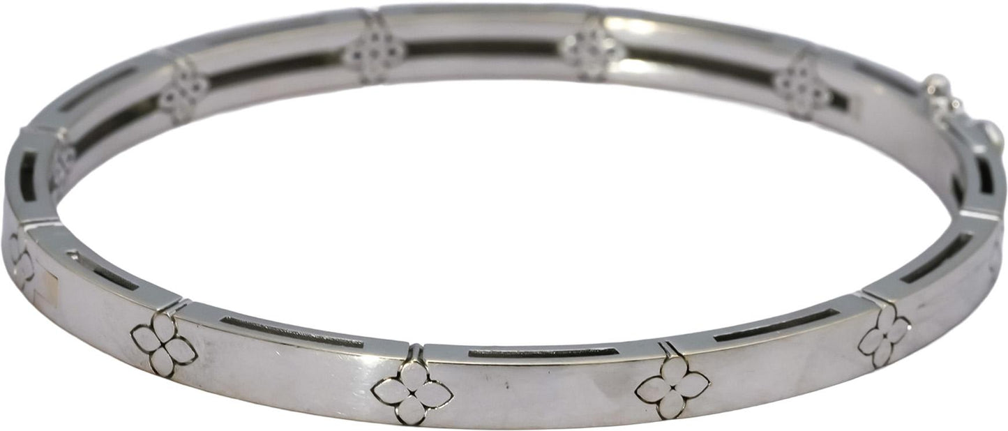 ROBERTO COIN 18k White Gold Diamond Love In Verona Bangle Bracelet .15CT