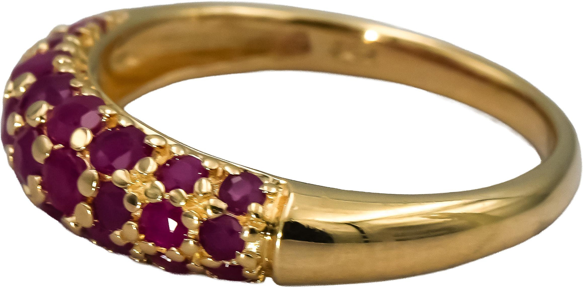 14k Yellow Gold Round Ruby Band Ring 0.55CT Size 8.25