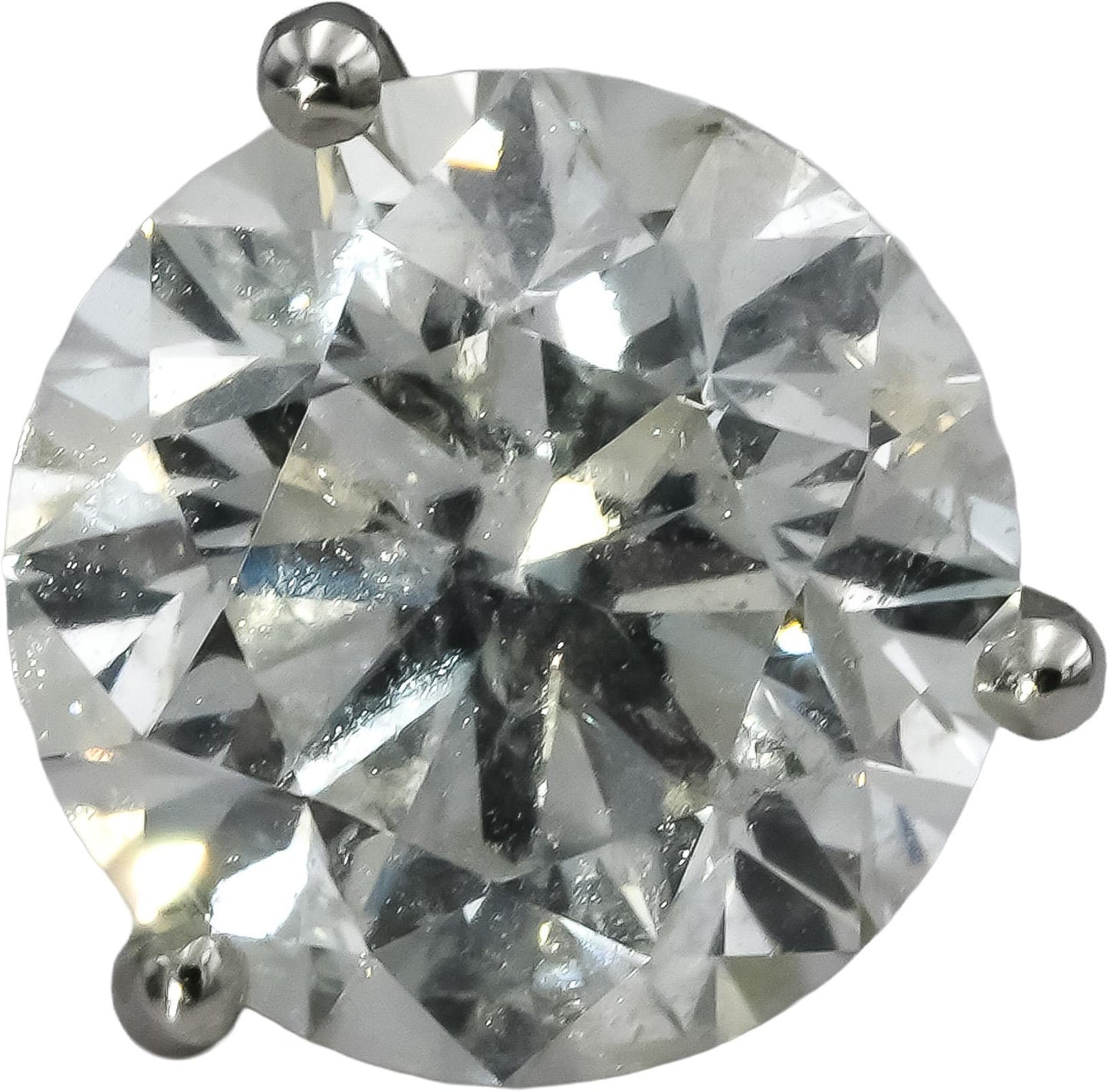 GIA Certified 14k White Gold I2/G Round Diamond Martini Stud Earrings 3.36CT