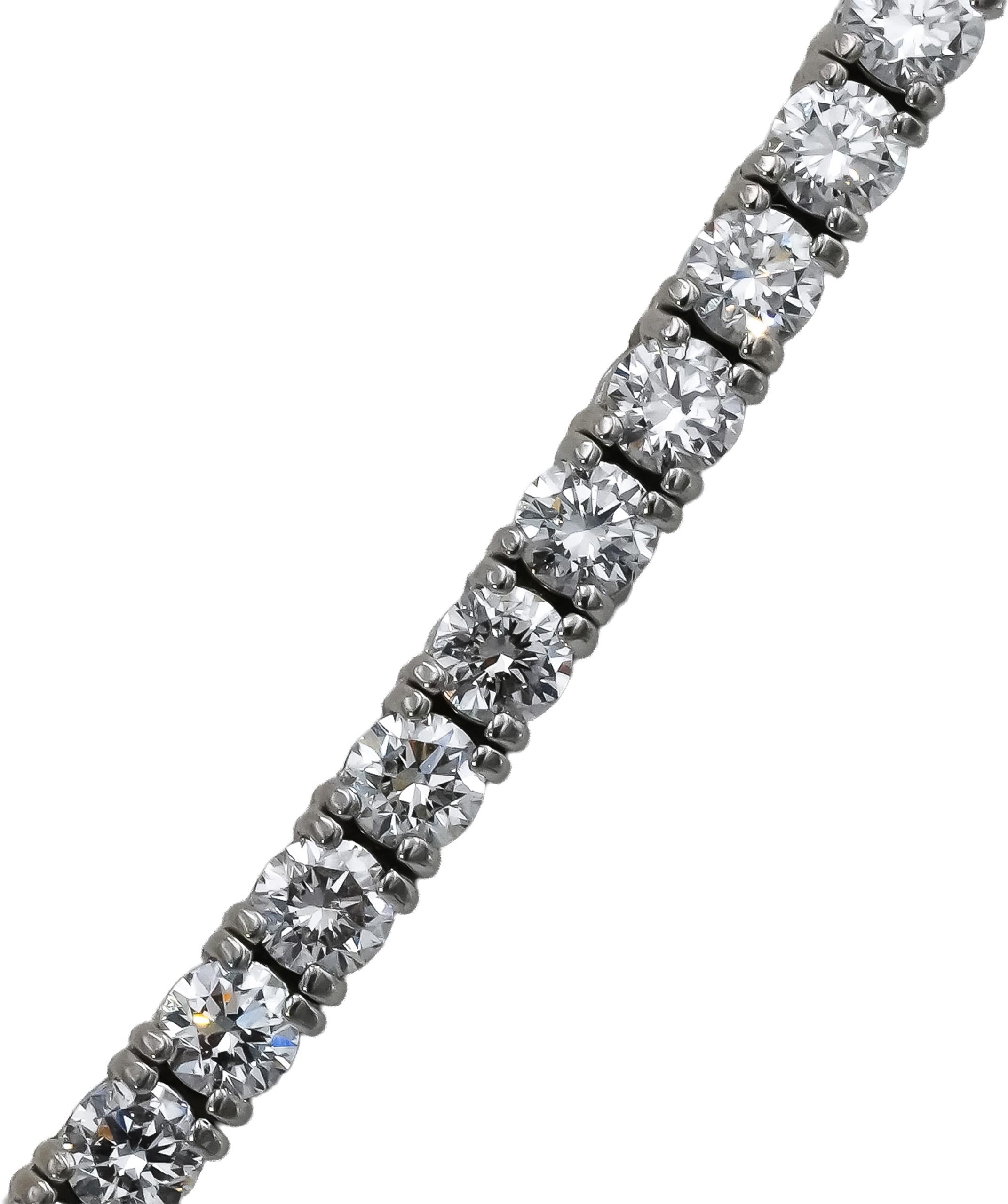 14k White Gold VS Round Lab-Grown Diamond Tennis Necklace 10.19CT