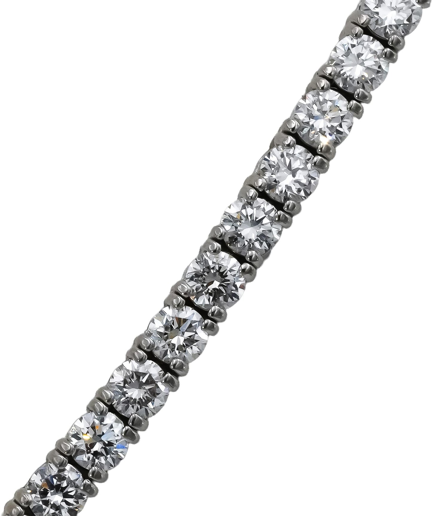 14k White Gold VS Round Lab-Grown Diamond Tennis Necklace 10.19CT