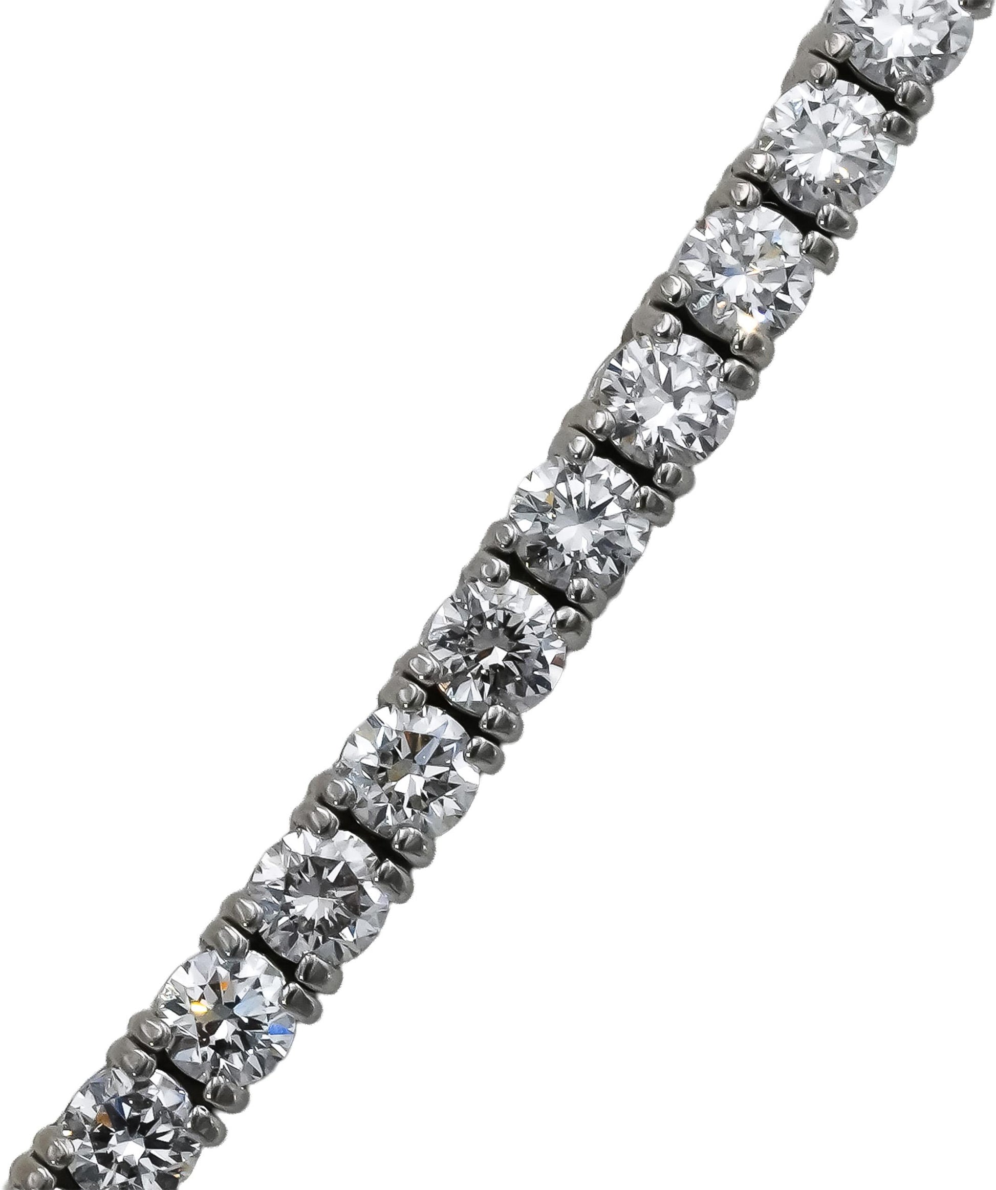 14k White Gold VS Round Lab-Grown Diamond Tennis Necklace 10.19CT