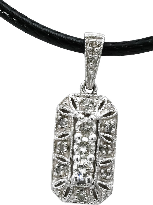 10k White Gold Round Diamond Pendant Necklace 0.25CT