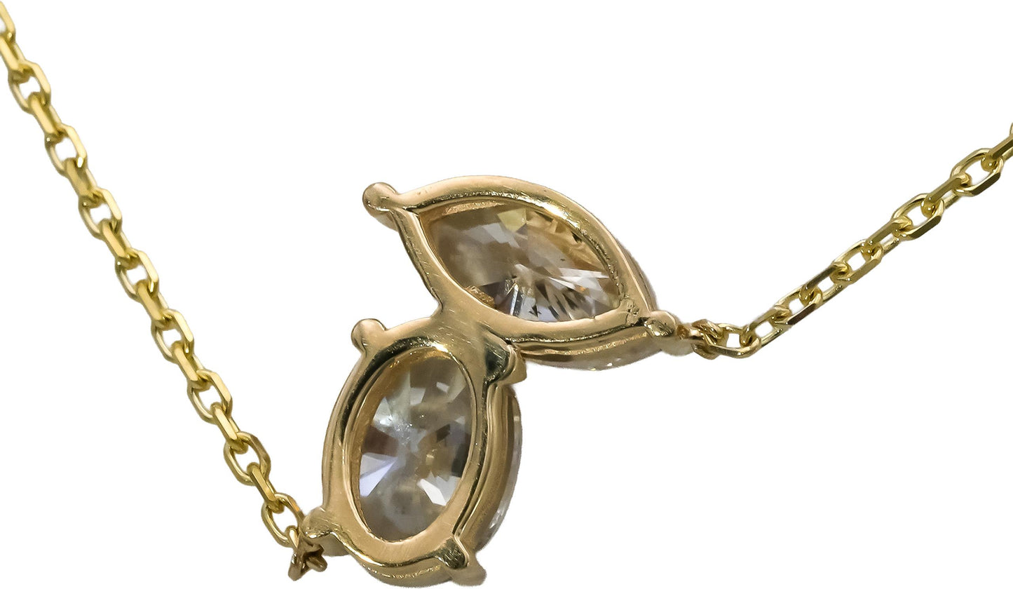 14k Yellow Gold Oval and Marquise Cut Diamond Pendant Necklace 1.50CT