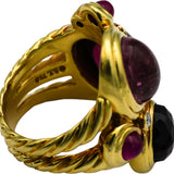 DAVID YURMAN 18k Yellow Gold Tourmaline Garnet Ruby Diamond Mosaic Ring Sz. 5.75