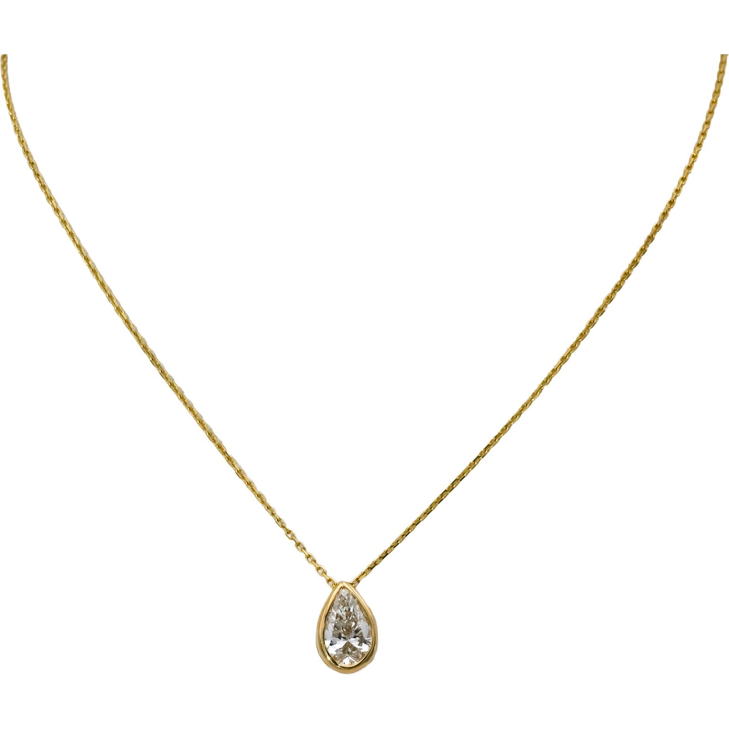 14k Yellow Gold VS Pear Cut Lab-Grown Diamond Pendant Necklace 1.90CT
