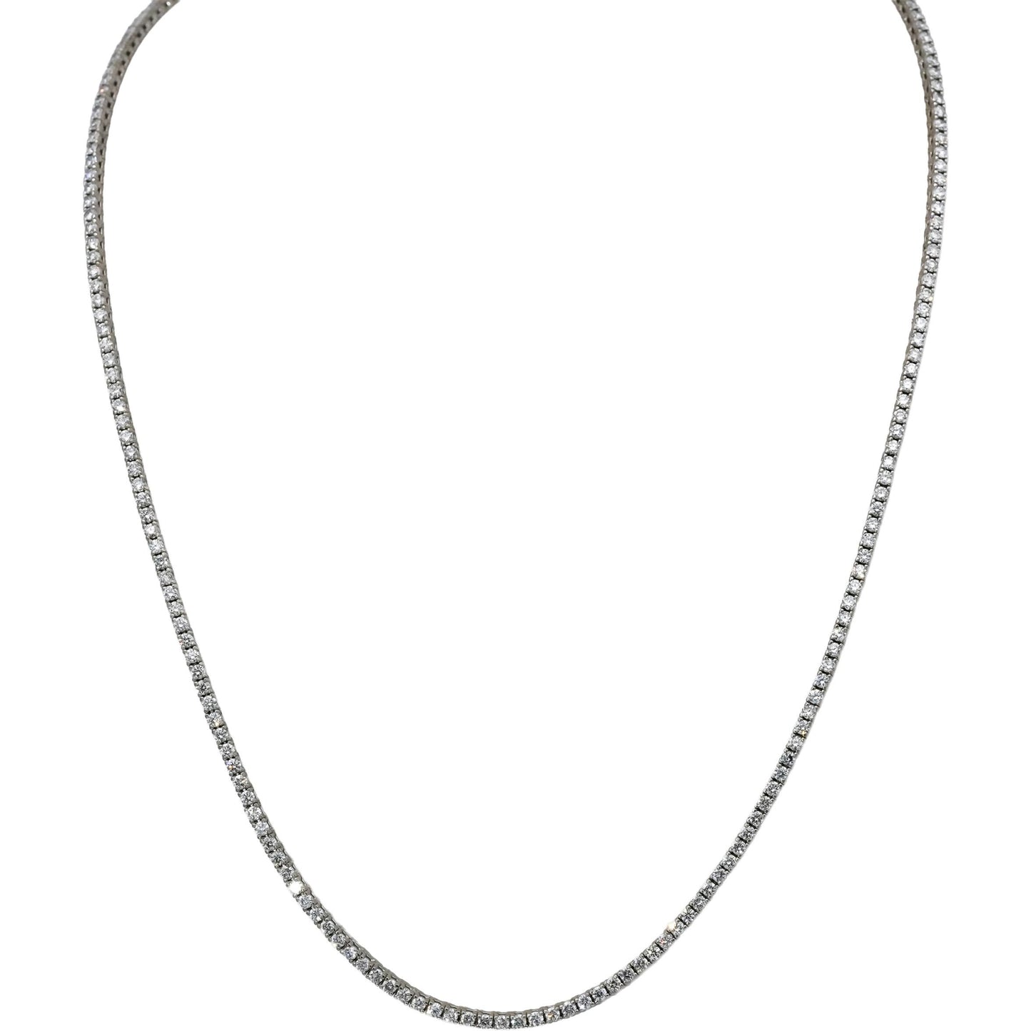 14k White Gold VS Round Diamond Tennis Necklace 5.72CT