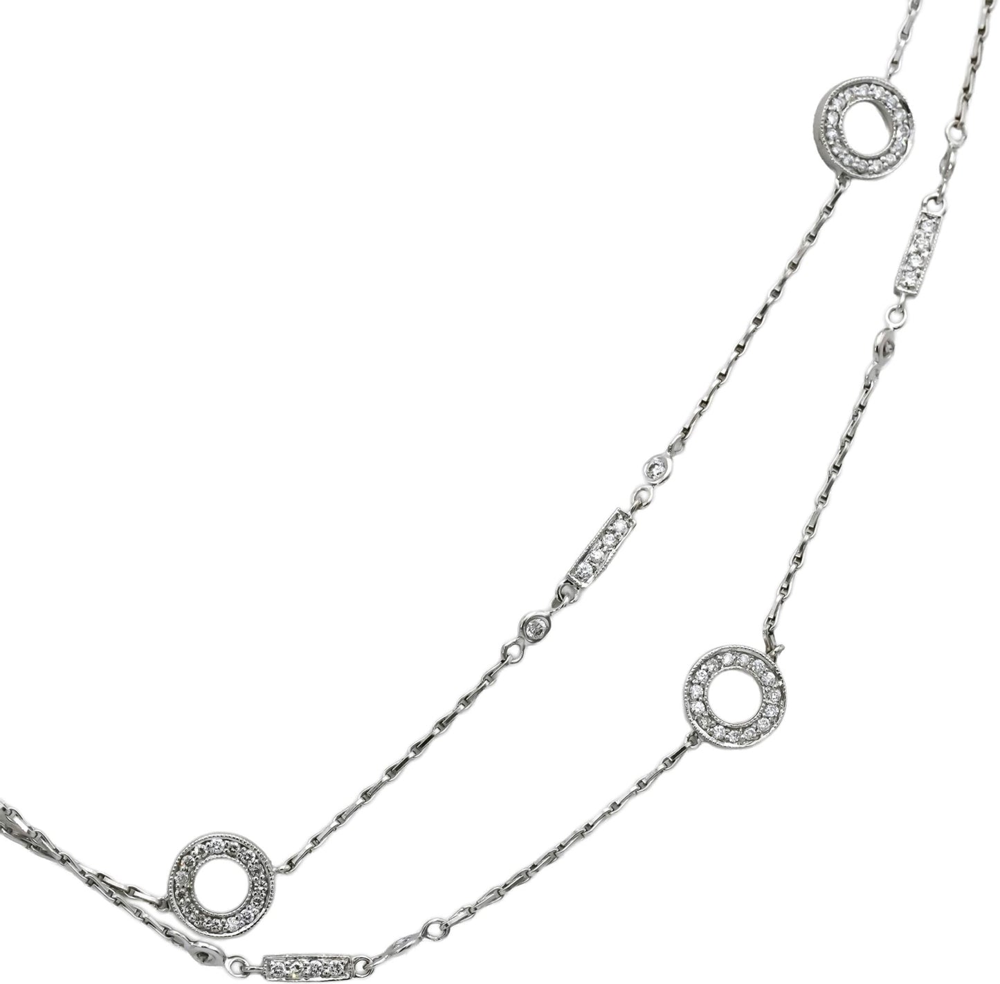 KWIAT 18k White Gold VS Round Natural Diamond Fancy Link Necklace 2.0-2.50CT
