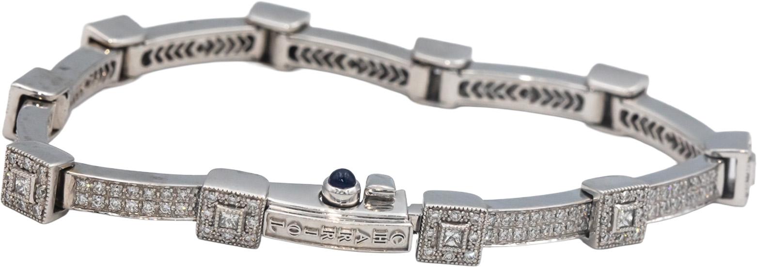PHILIPPE CHARRIOL 18k White Gold VS Diamond Fancy Link Bracelet 1.50CT