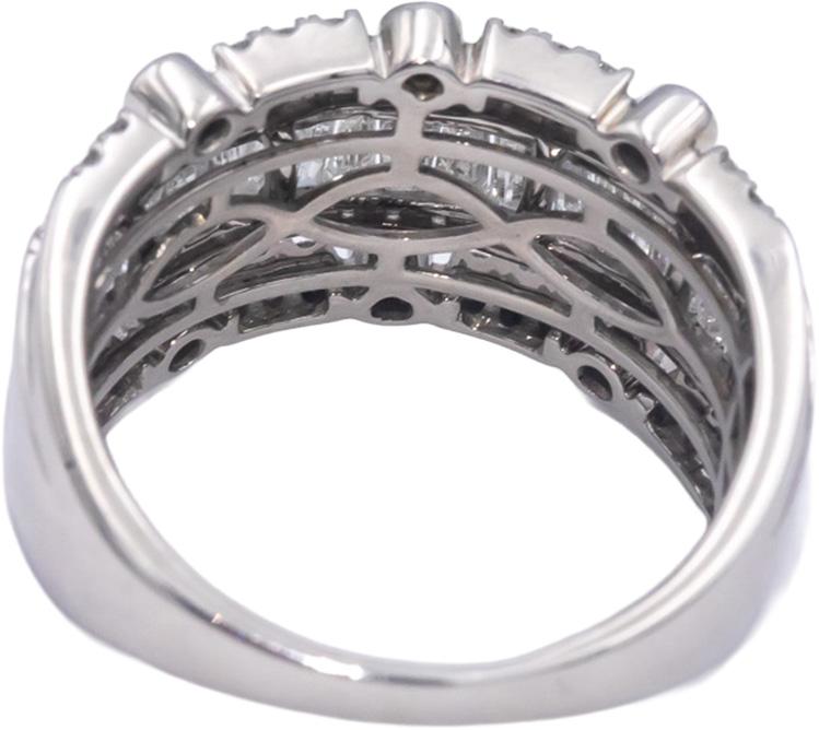 Estate 14k White Gold Round & Baguette Diamond Cocktail Ring 2.0CT Size 8
