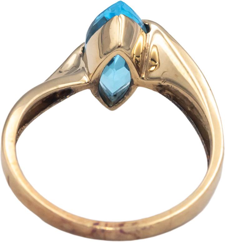 Blue Topaz Marquise Cut 10k Yellow Gold Solitaire Ring 1.0CT Size 7