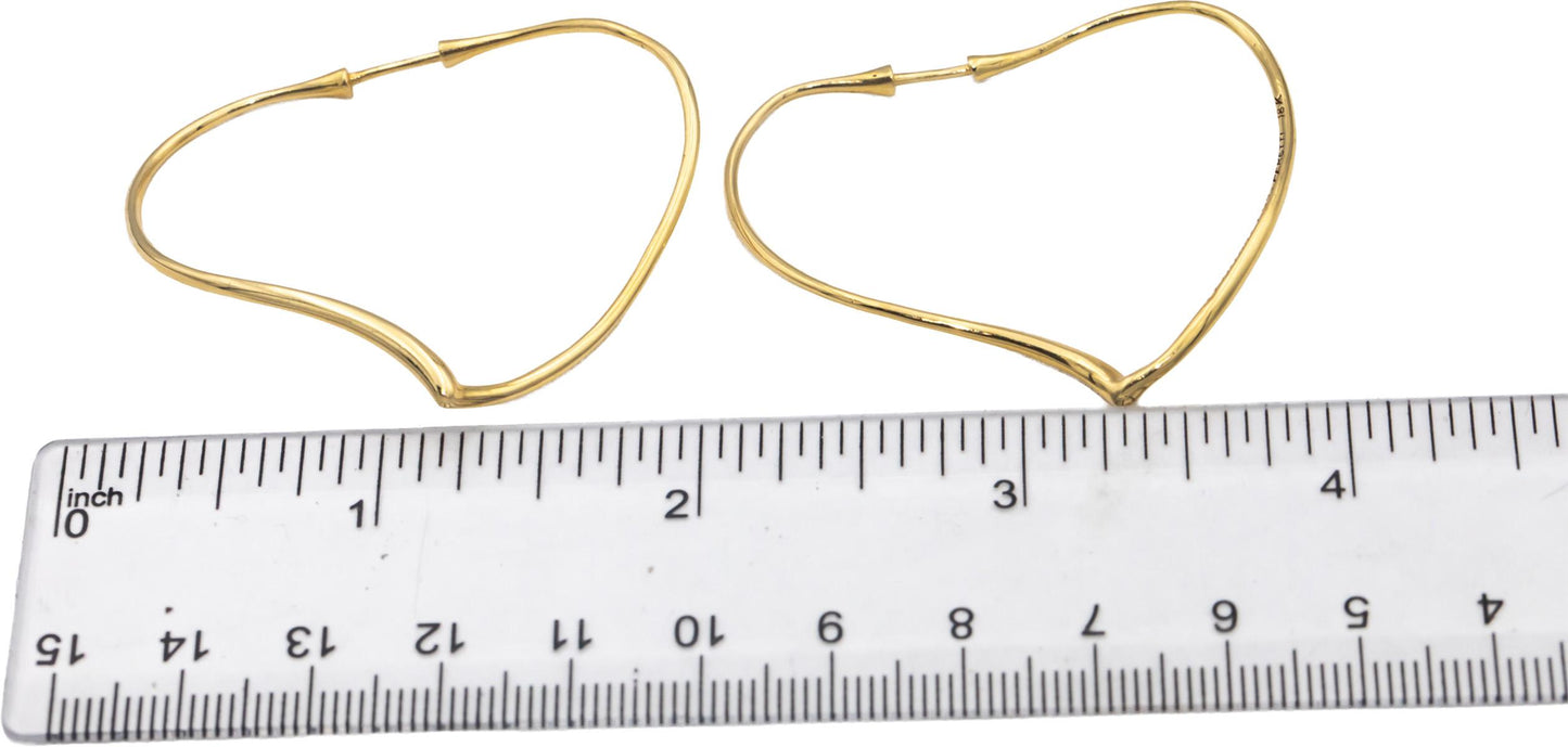 TIFFANY & CO. 18k Yellow Gold Elsa Peretti Open Heart Hoop Earrings w/ Box