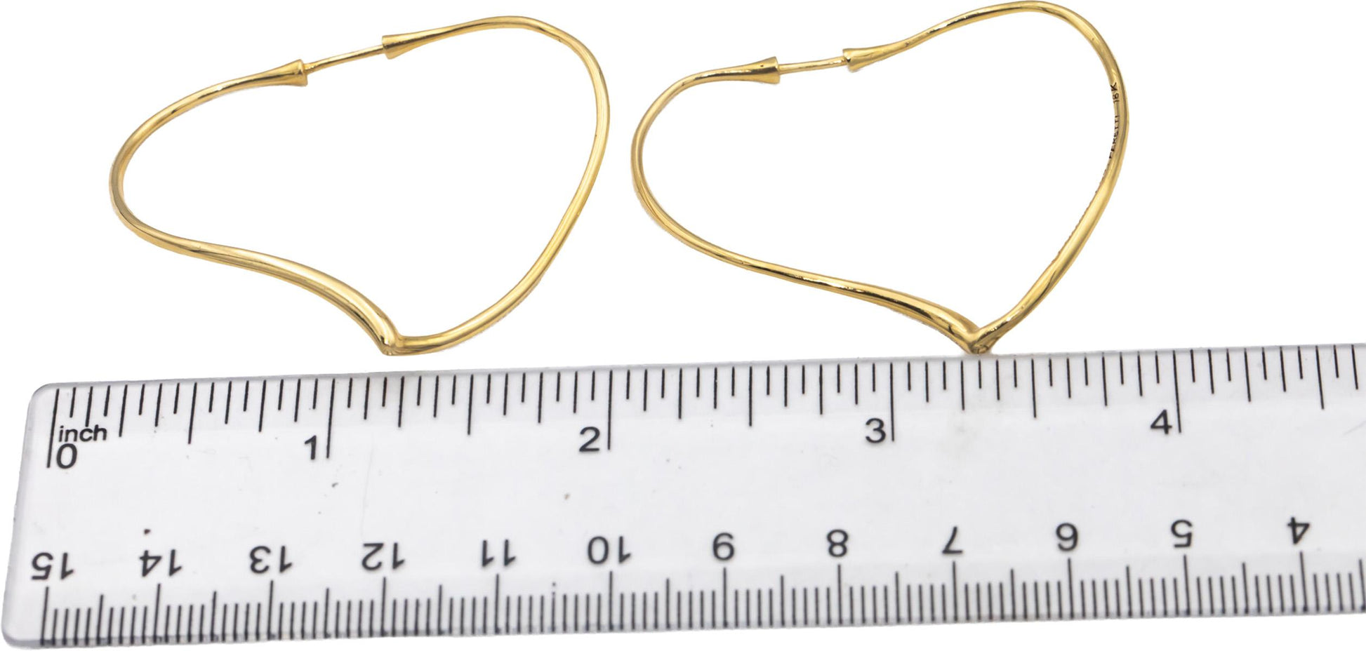 TIFFANY & CO. 18k Yellow Gold Elsa Peretti Open Heart Hoop Earrings w/ Box