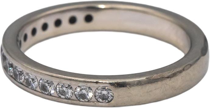 14k White Gold VS Round Bezel Set Diamond Wedding Band Ring 0.40CT Size 6