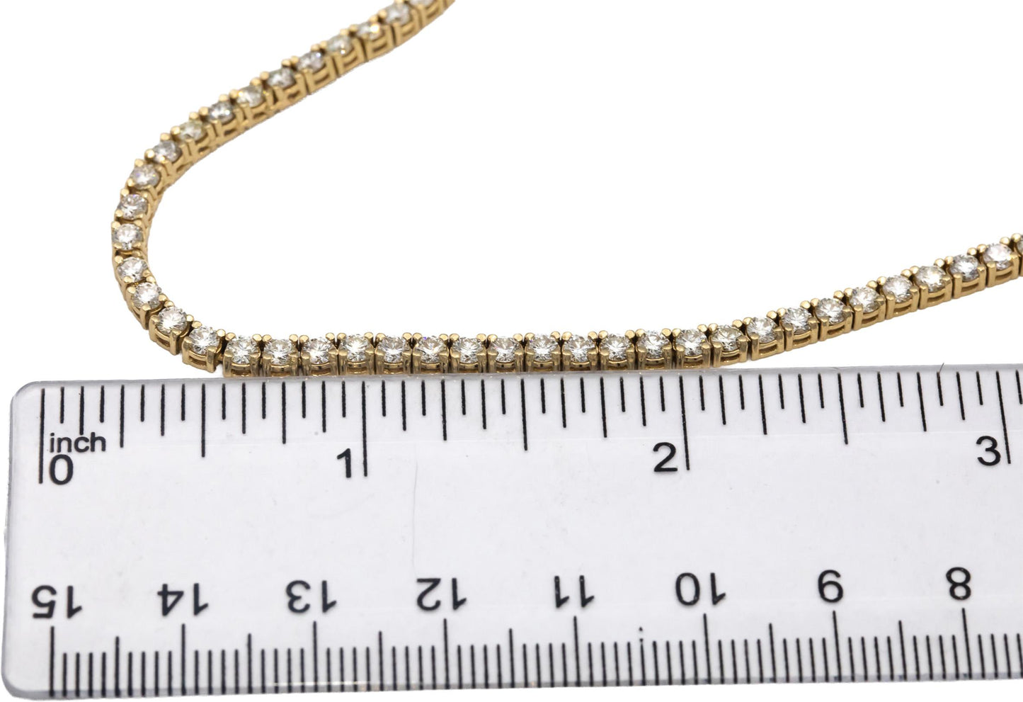 14k Yellow Gold VS Round Diamond Tennis Necklace 16.20CT