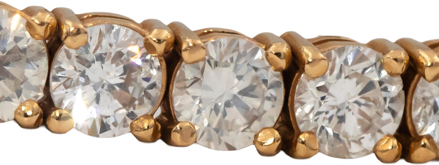 18k Rose Gold Round Diamond Tennis Bracelet 10.64CT
