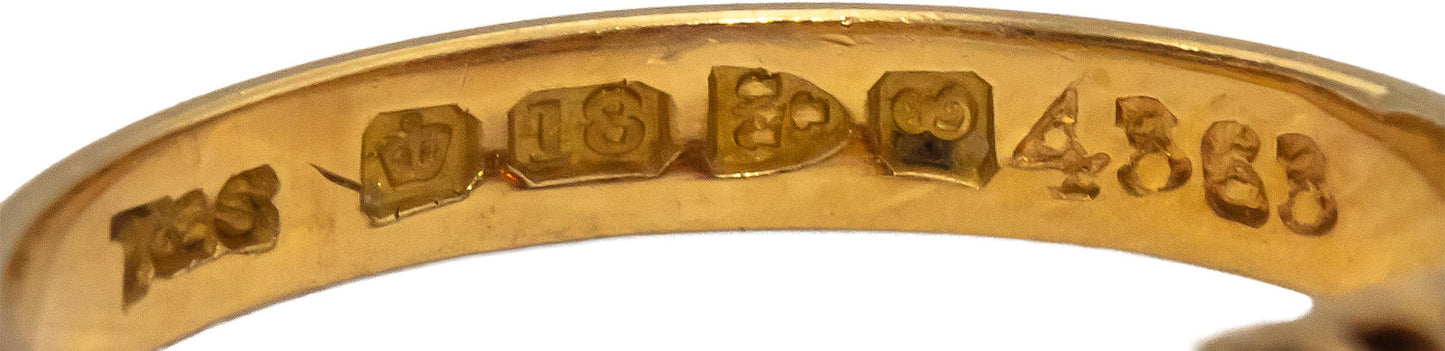 Antique Edwardian 18k Yellow Gold Diamond and Ruby Band Ring 0.26CTW Size 5.5