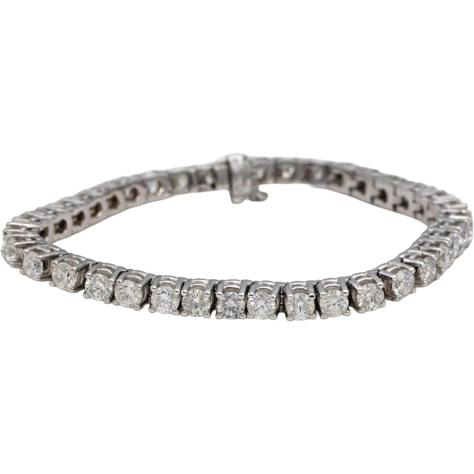 14k White Gold Round Diamond Tennis Bracelet 11.05CT