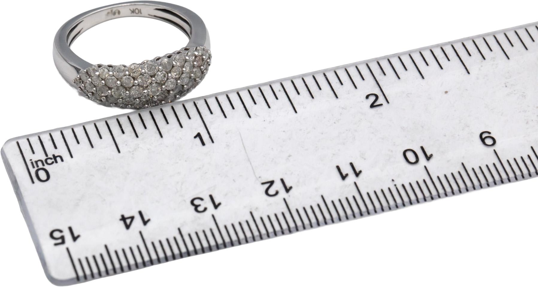 10k White Gold Round Diamond Cluster Band Ring 0.75CT Size 7