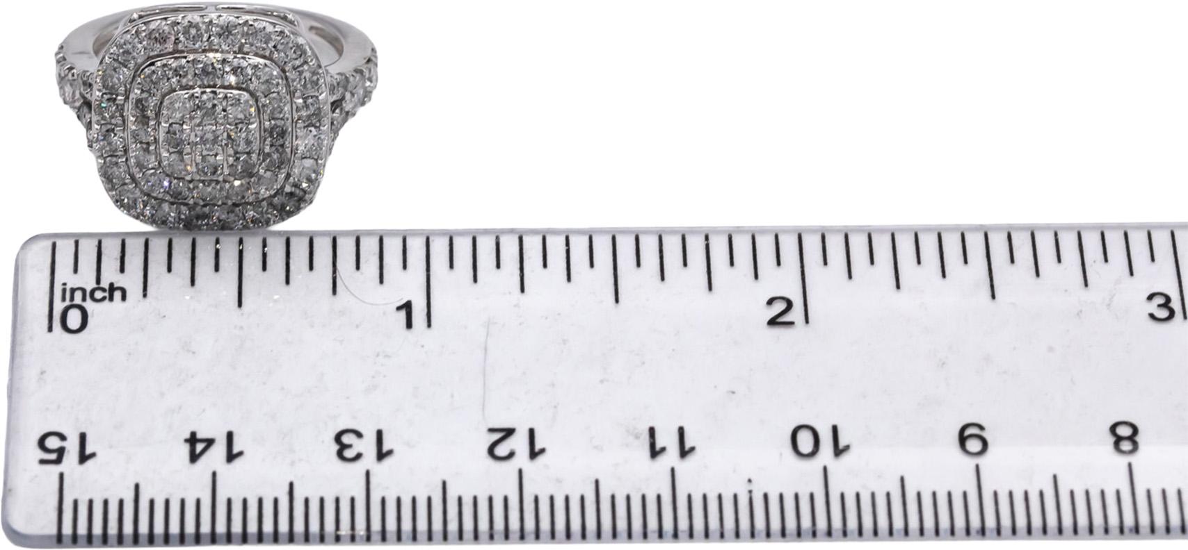 10k White Gold Round Diamond Cluster Cocktail Ring 2.0CT Size 7