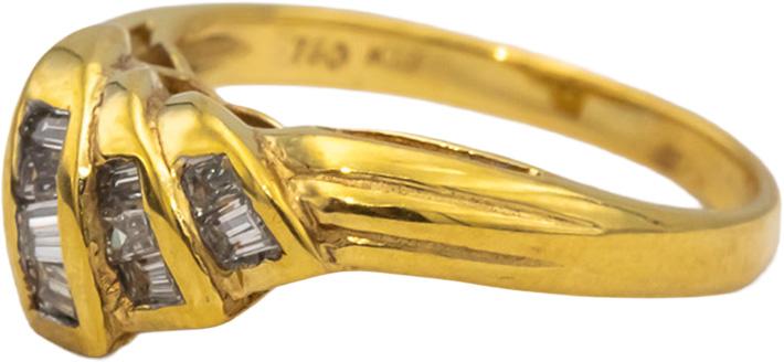 18k Yellow Gold VS Baguette Cut Channel Set Diamond Cocktail Ring 0.35CT Size 6