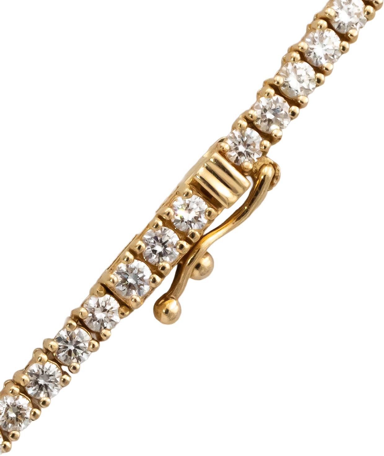 14k Yellow Gold VS Round Diamond Tennis Necklace 7.30CT