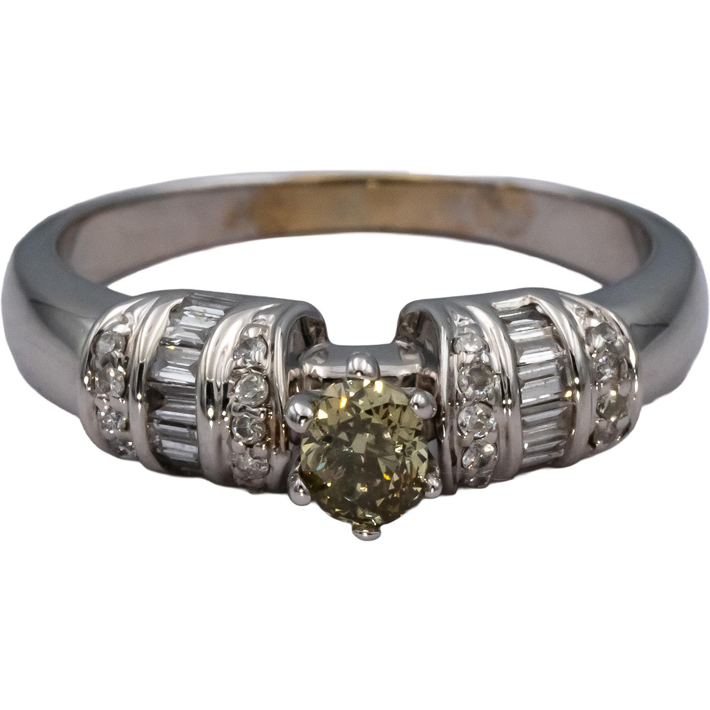 GIA 18k White Gold Color Changing Diamond Ring 0.47CT w/ 0.27CT Center Size 7
