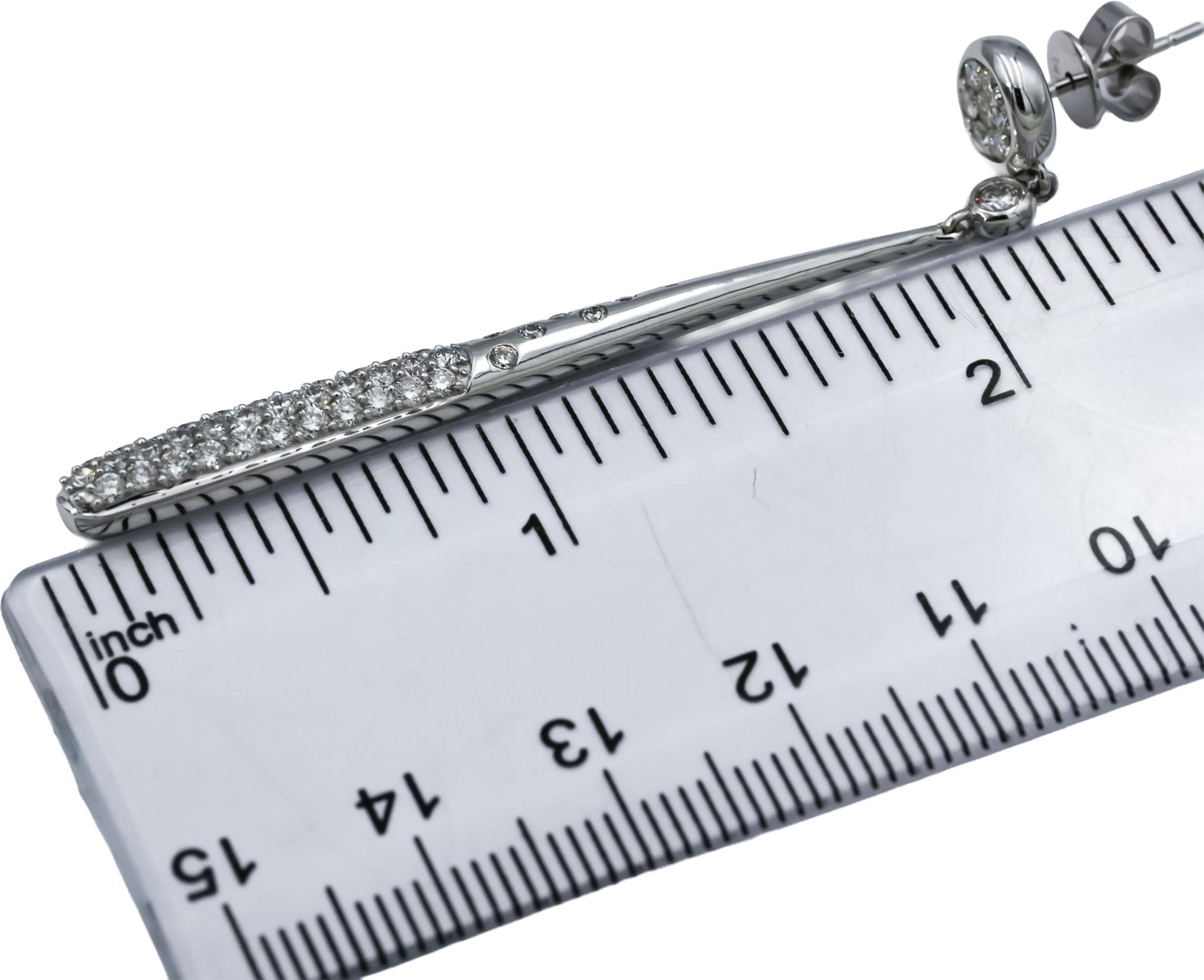 14k White Gold Round Diamond Drop Dangle Earrings 2.0CT