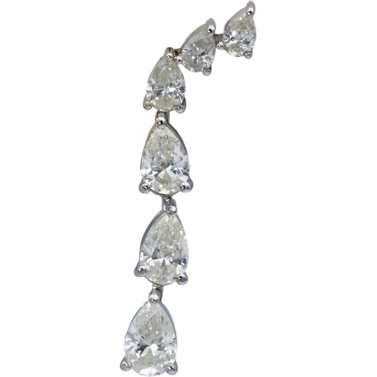 18k White Gold Pear Cut Diamond Drop Dangle Earrings 5.34CT