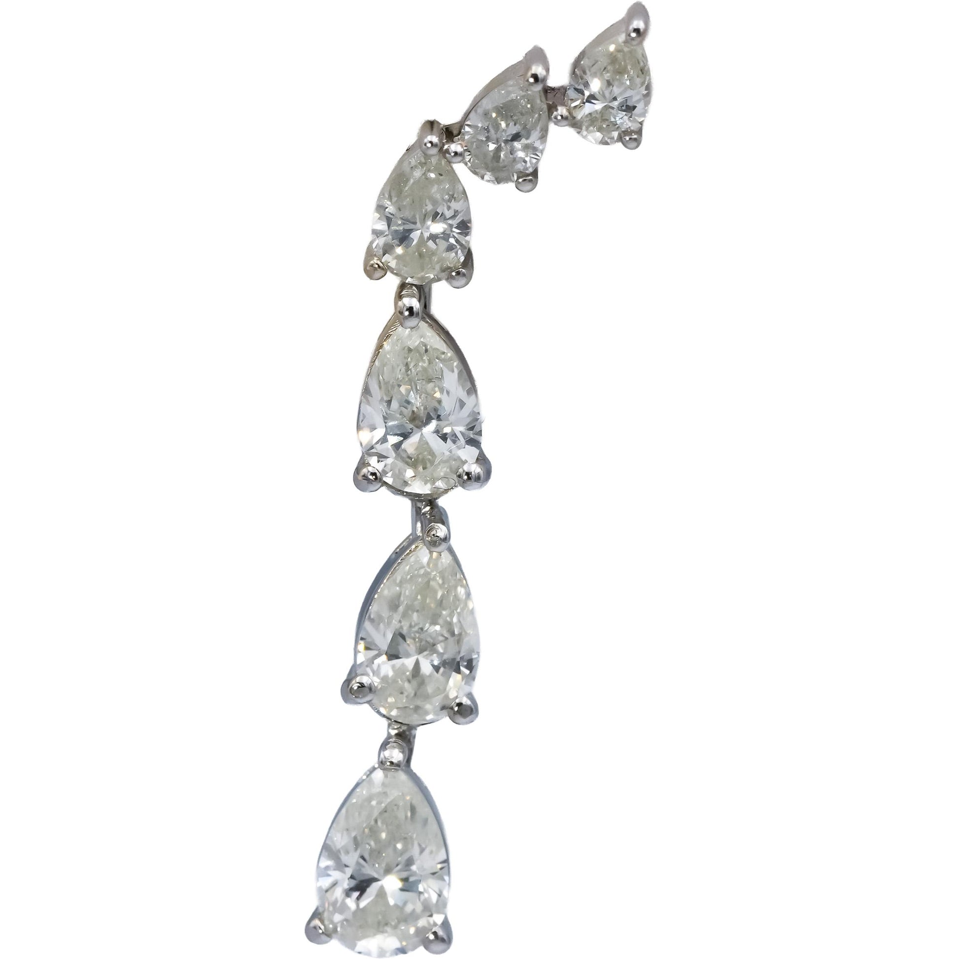 18k White Gold Pear Cut Diamond Drop Dangle Earrings 5.34CT