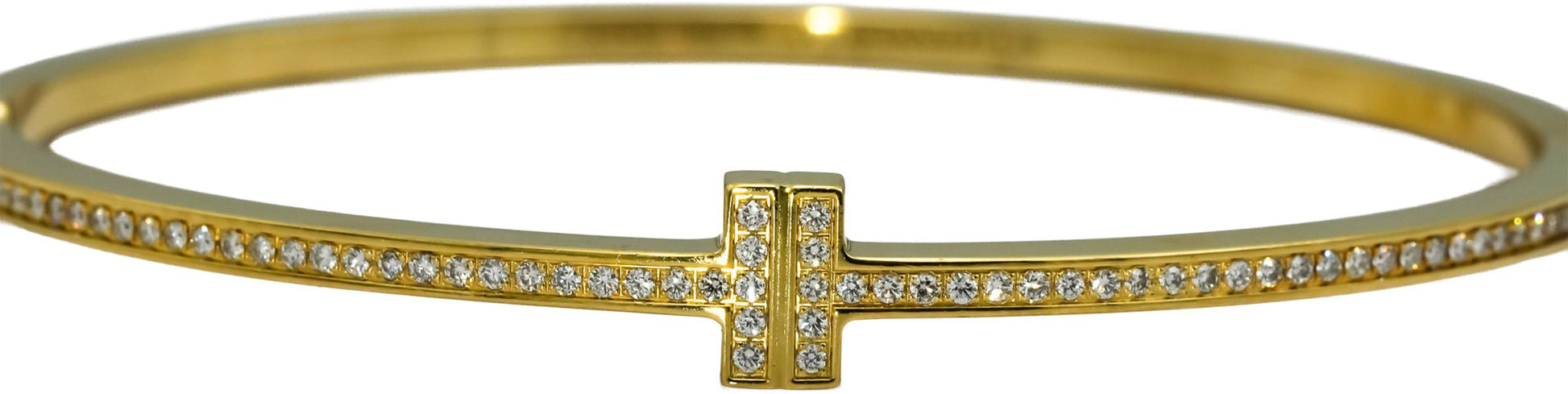 TIFFANY & CO. 18k Gold Tiffany T Diamond Bangle Bracelet .31CT 10,800 Retail