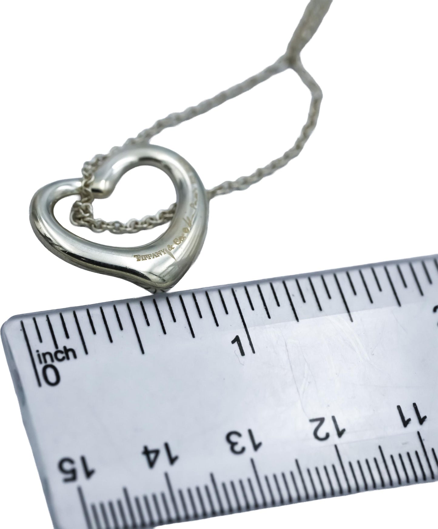 TIFFANY & CO. Sterling Silver Elsa Peretti Open Heart Pendant Necklace