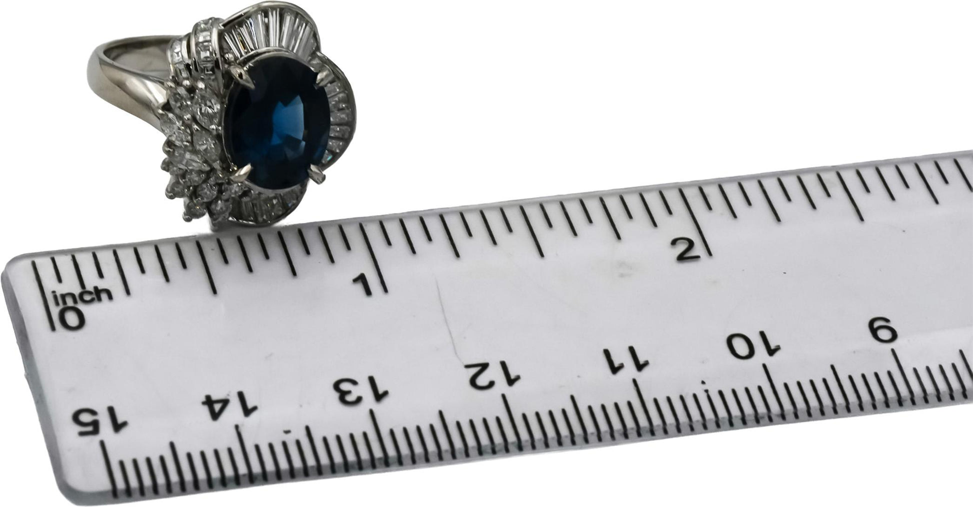 GIA Certified Platinum Sapphire and Diamond Cocktail Ring 4.41CT Size 5.75