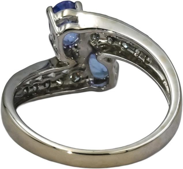 14k White Gold Diamond and Tanzanite Bypass Ring 0.70CT Size 7