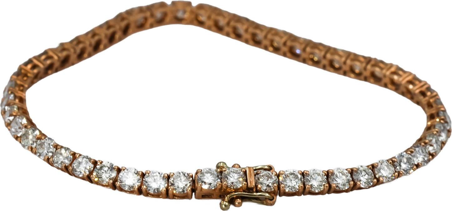 10k Rose Gold Round Diamond Tennis Bracelet 9.37CT