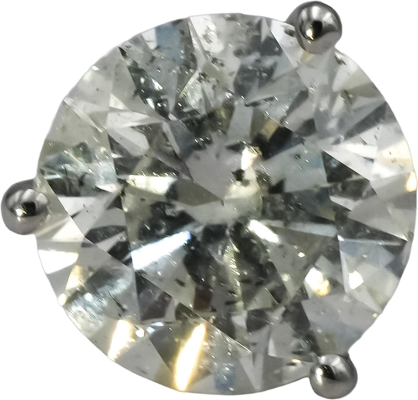 GIA Certified 14k White Gold I2/G Round Diamond Martini Stud Earrings 3.36CT