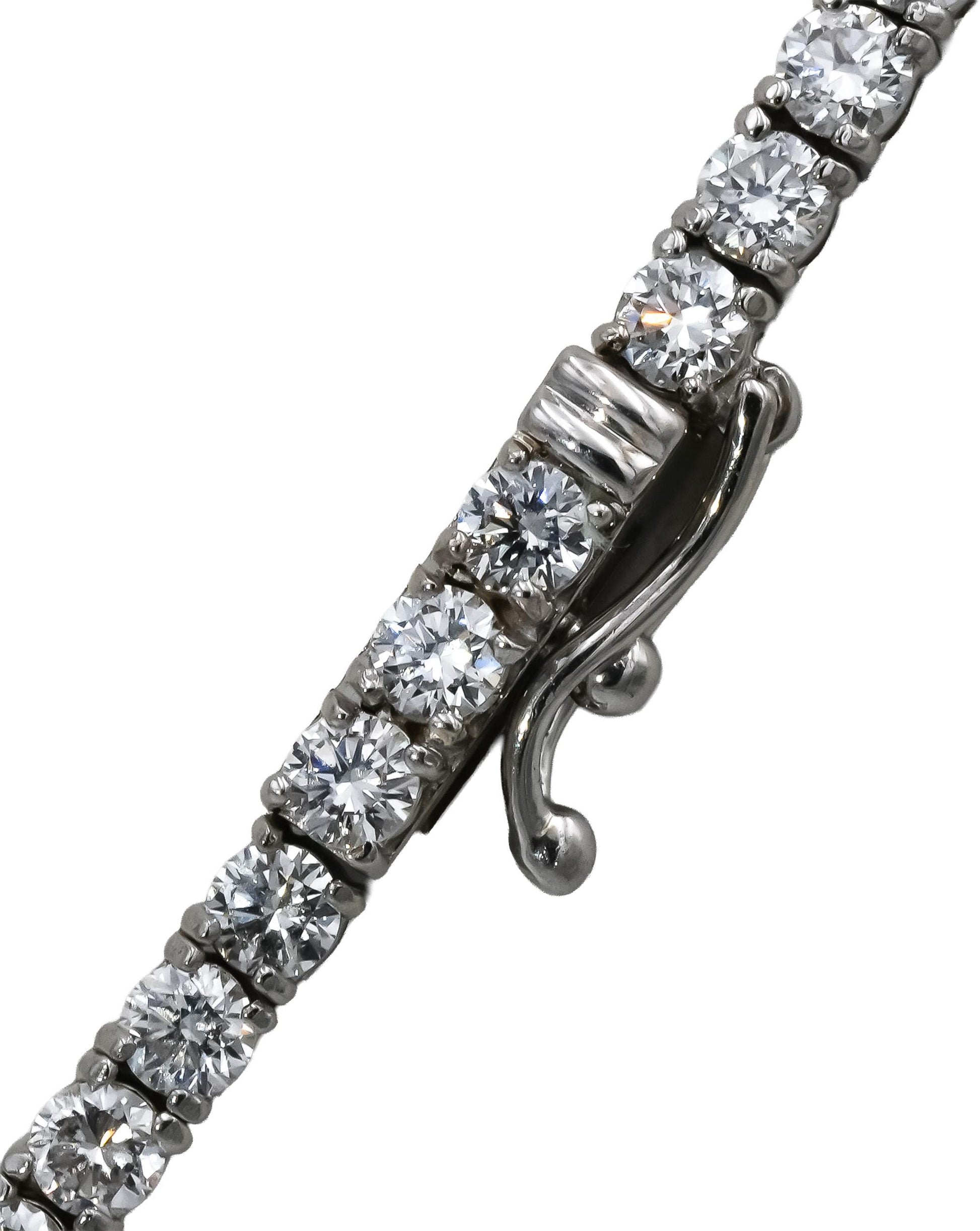 14k White Gold VS Round Lab-Grown Diamond Tennis Necklace 10.19CT