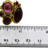DAVID YURMAN 18k Yellow Gold Tourmaline Garnet Ruby Diamond Mosaic Ring Sz. 5.75