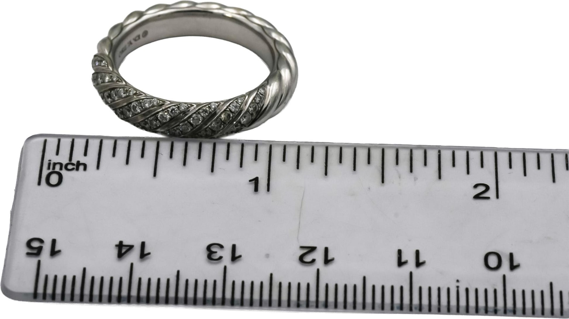 DAVID YURMAN 18k White Gold VS Diamond Sculpted Cable Ring 0.39CT Size 7.5