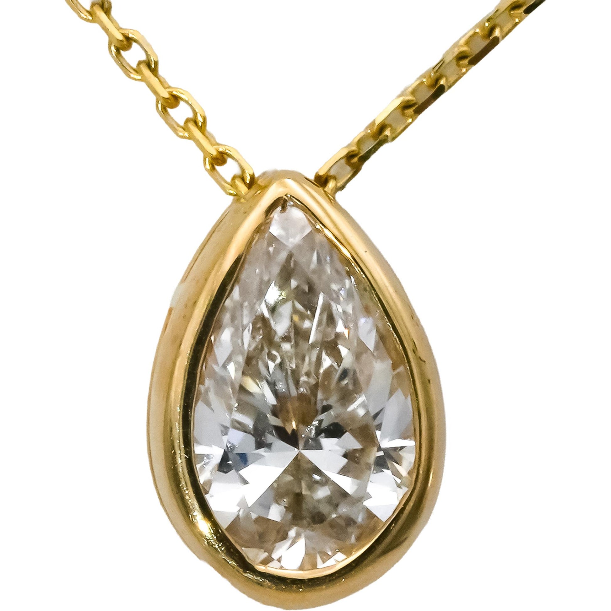 14k Yellow Gold VS Pear Cut Lab-Grown Diamond Pendant Necklace 1.90CT