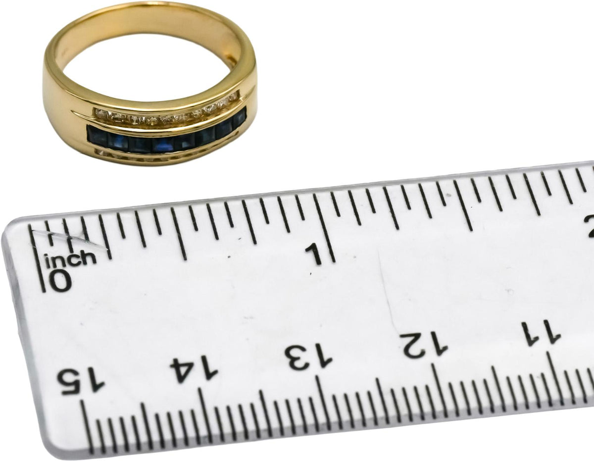 14k Yellow Gold Diamond and Sapphire Band Ring 0.65CT Size 6