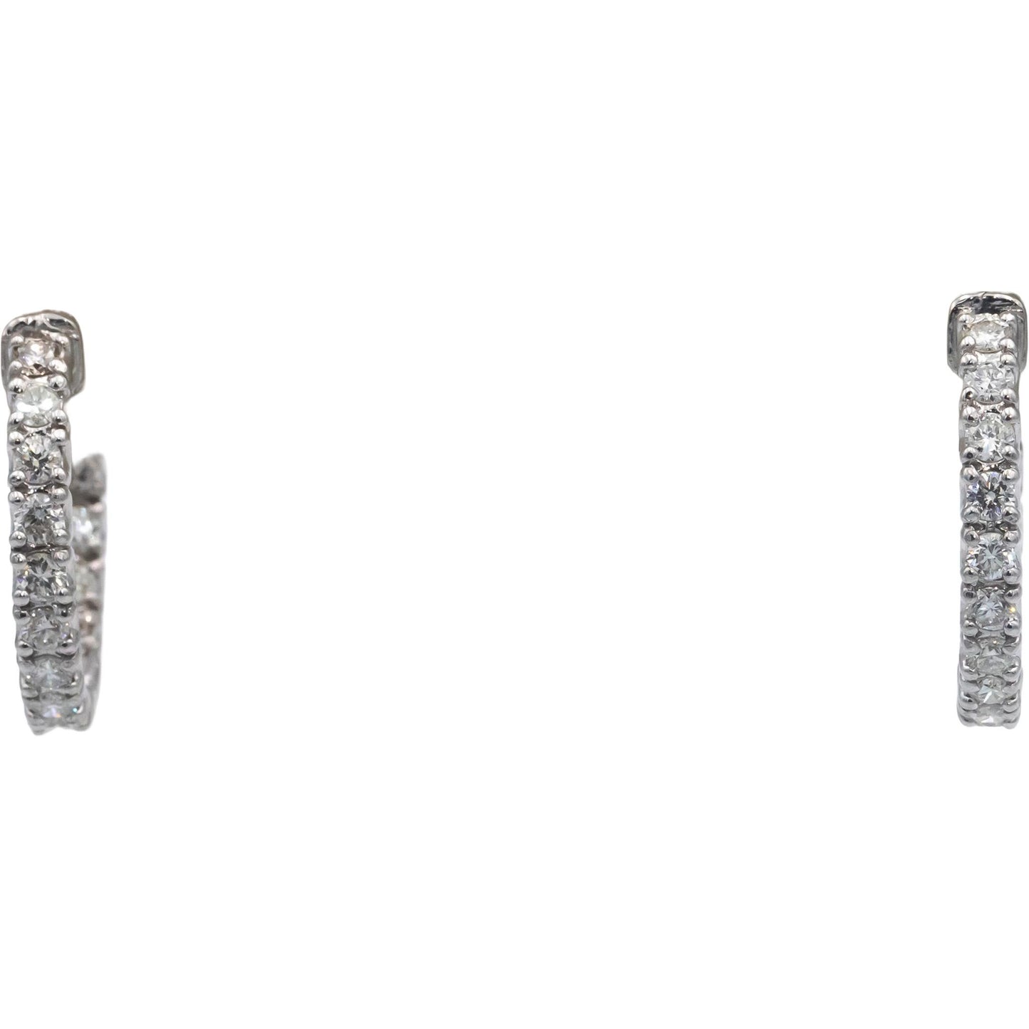 14k White Gold Round Diamond Inside Out Hoop Earrings 2.0CT