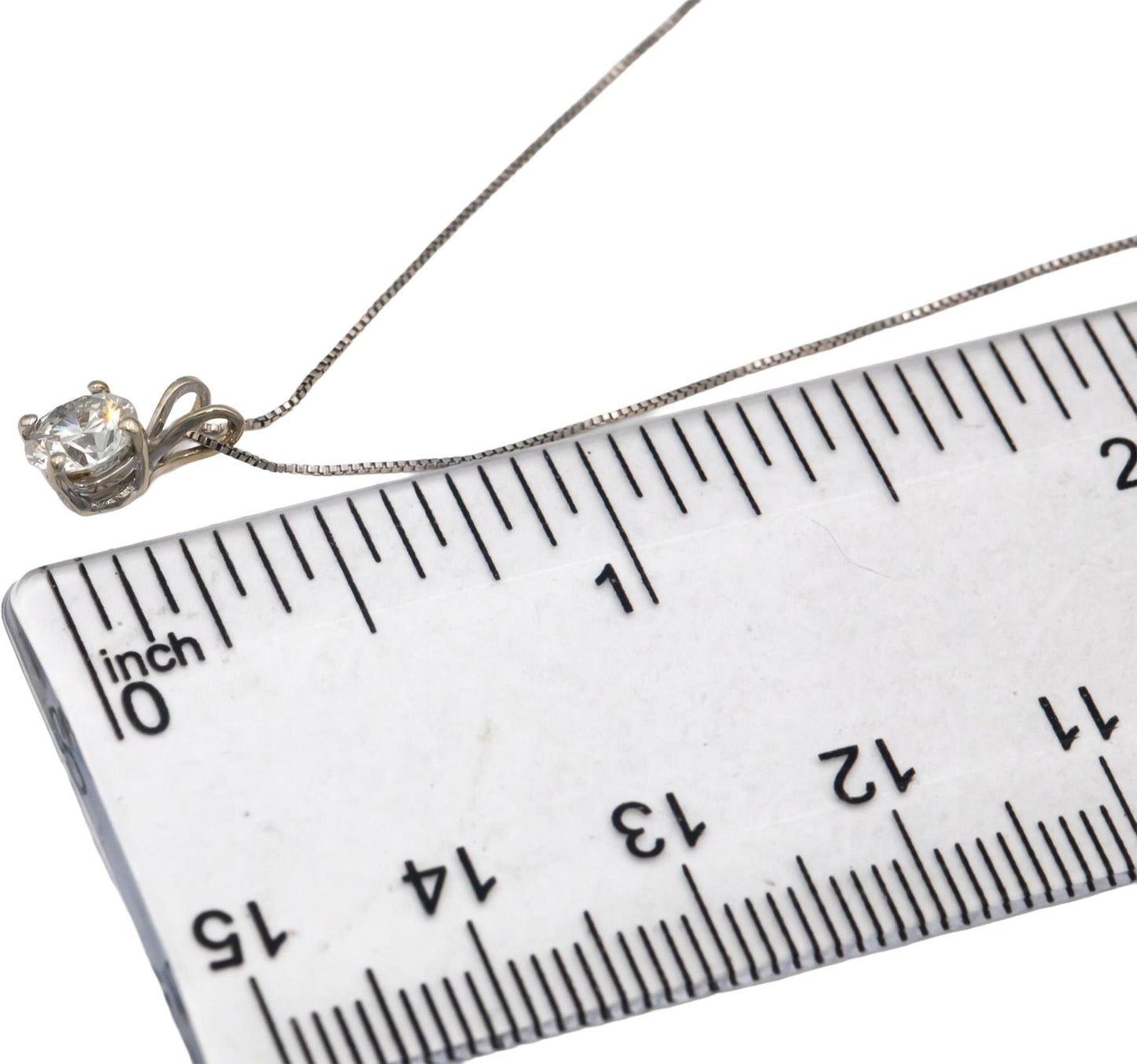 14k White Gold 0.55CT Round Cut Diamond Solitaire Pendant Chain Necklace