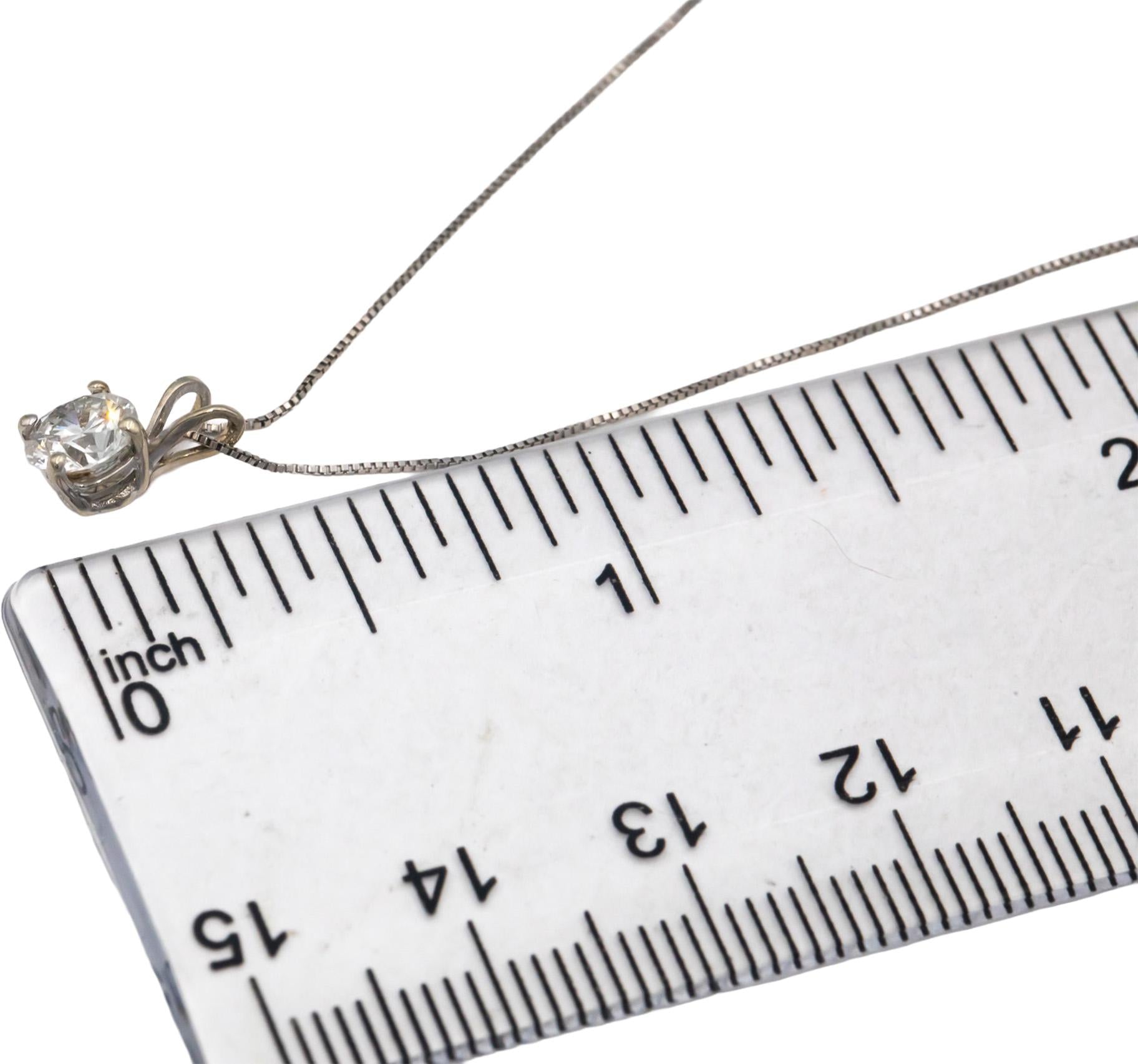 14k White Gold 0.55CT Round Cut Diamond Solitaire Pendant Chain Necklace