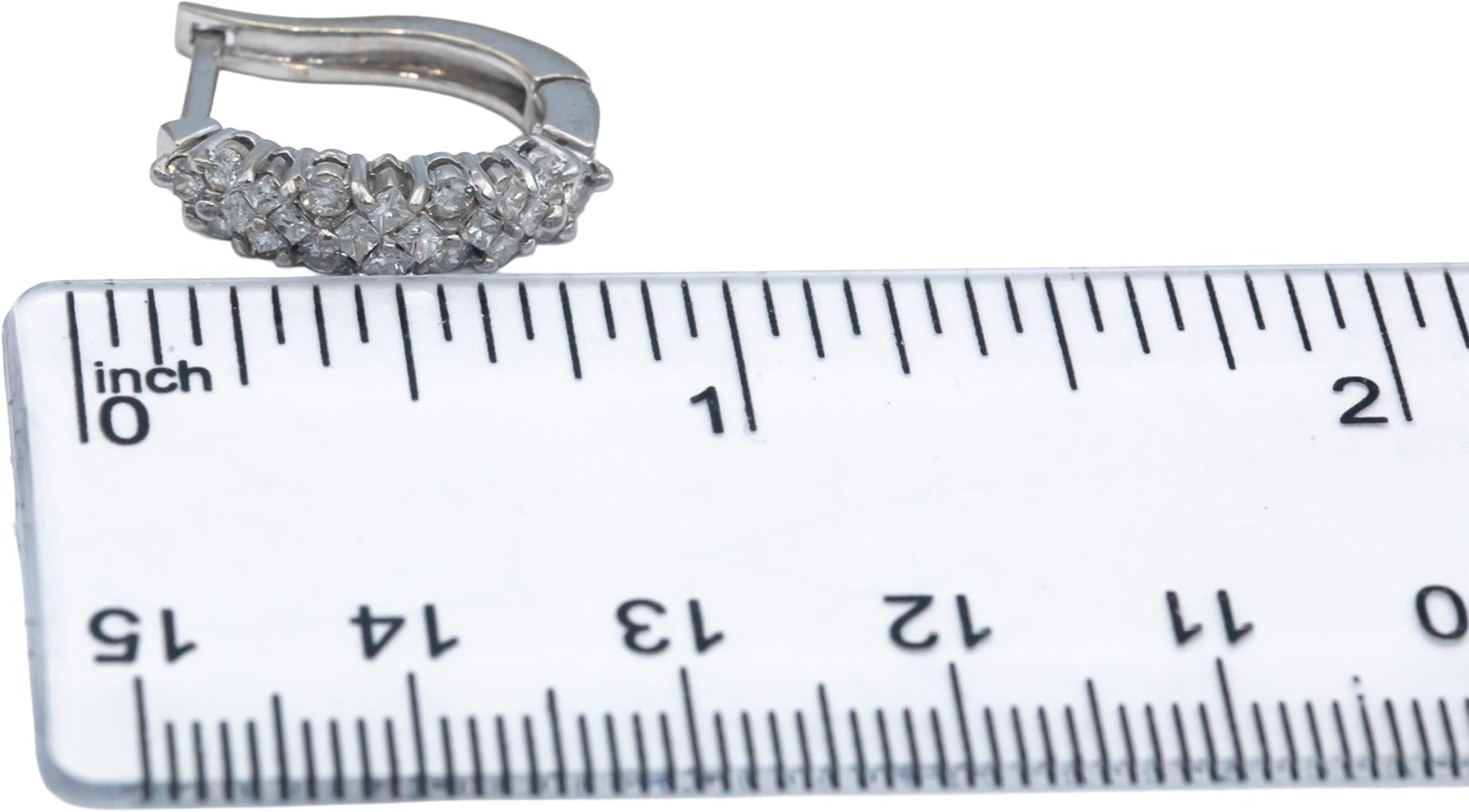 14k White Gold Jewelry 1.0CT Round Cut Diamond Cluster Curved Earrings