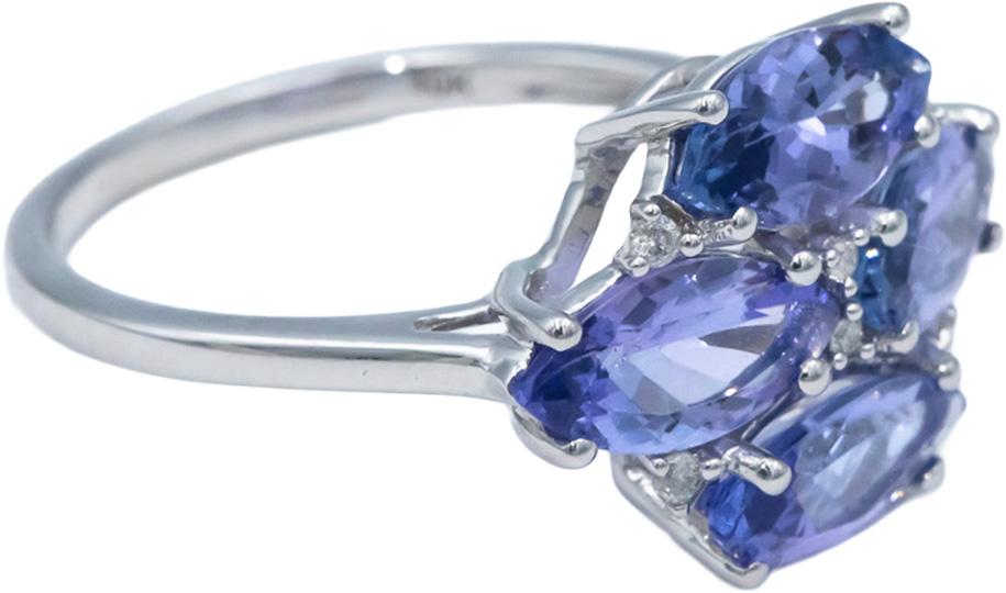 10k White Gold Tanzanite Cocktail Ring w/ Diamond Accents 4.05CT Size 7.25