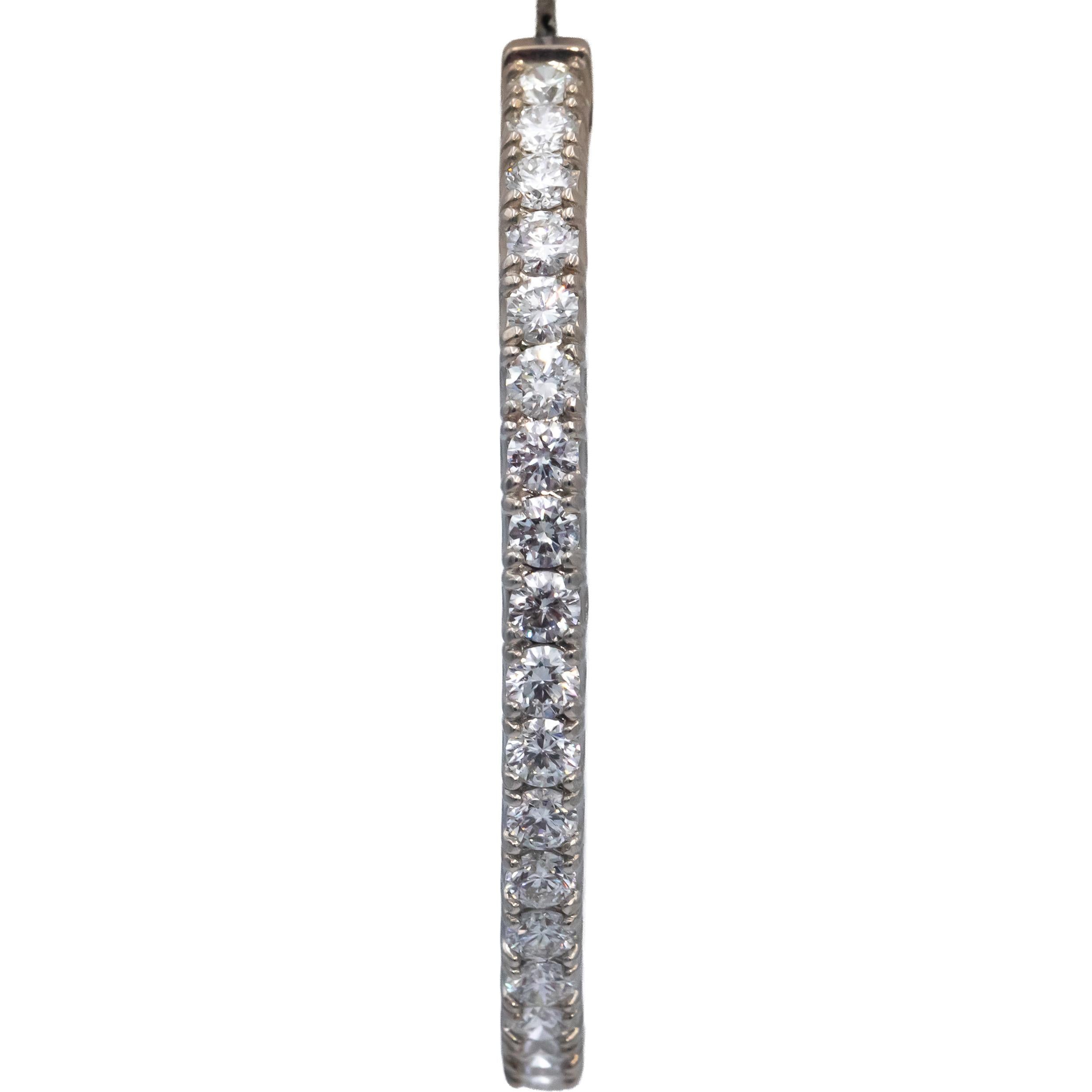 18k White Gold VS Round Diamond Oval Inside Out Hoop Earrings 5.75CT