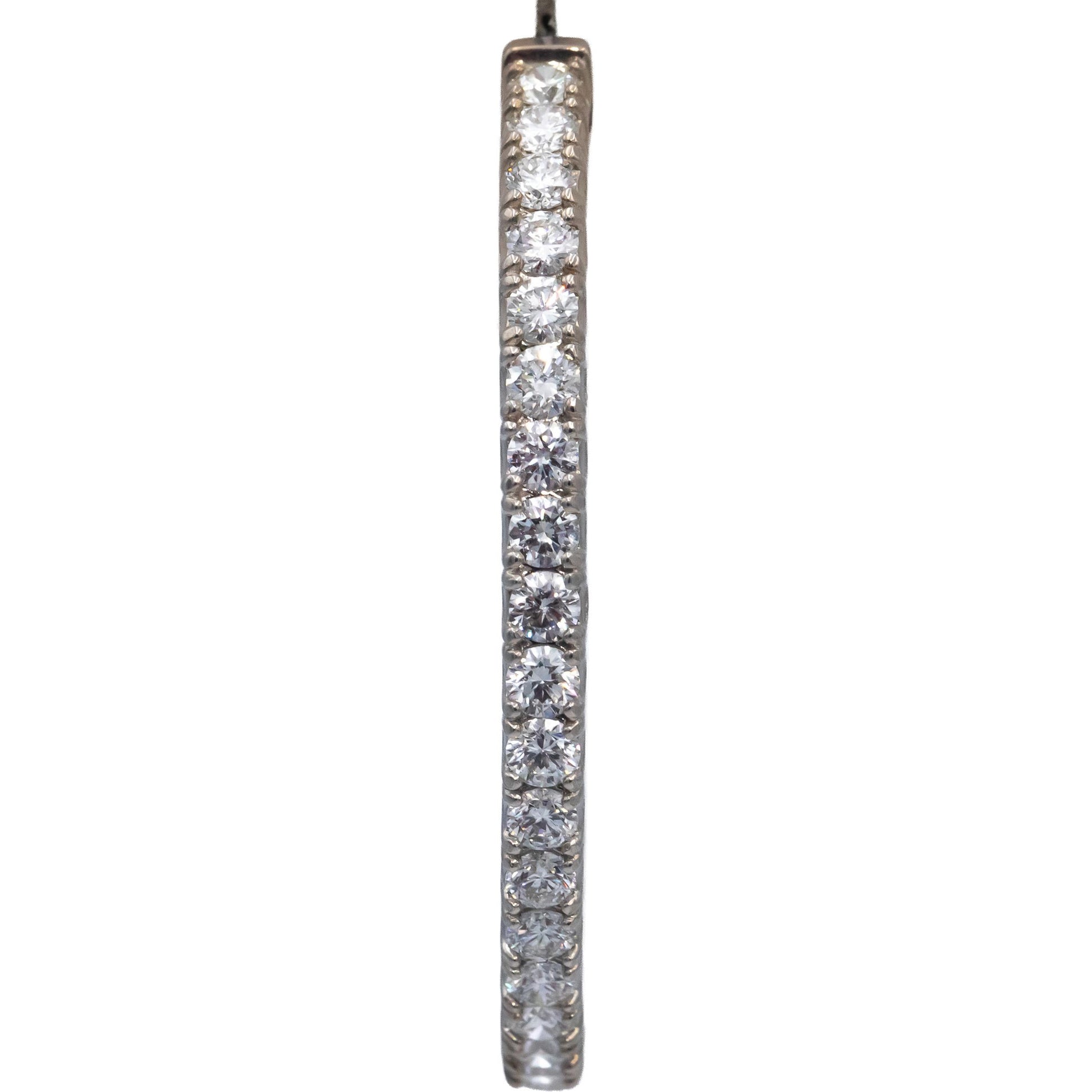 18k White Gold VS Round Diamond Oval Inside Out Hoop Earrings 5.75CT